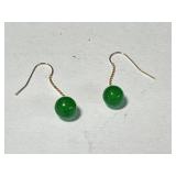 14 kt Gold Green Gem Stone Ball Bead Dangle