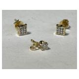 10 kt Gold Diamond Twist on Backs Stud Earrings