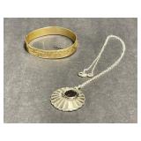 Chain Necklace with Cape Breton Coal Pendant,