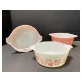 Pyrex Pink Gooseberry Bowls - 3 pcs