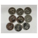 9 X 1967 Cdn 5 Cent Coins