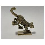 Miniature Brass Figure - Cat on Stairs of Books