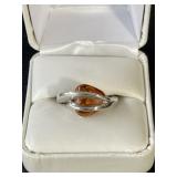 Baltic Amber Silver 925 Ring, Size 7.5,