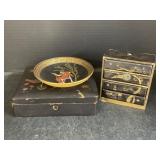Asian Themed Dish, Miniature Dresser, Trinket Box