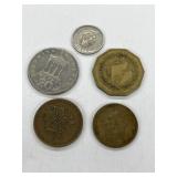 5 Coins From Switzerland, Greece, France And Libya