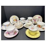 10 Assorted Teacups & Saucers