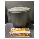 Metal Pail with Lid, Colour Flame, Chimney Sweep