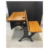 Antique School Desk with Cast Iron Frame
