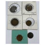 Cdn  1 Cent Coins - 1887,1911,20,32,33