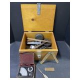 Wooden Box with Assorted Tools - Multi Meter,