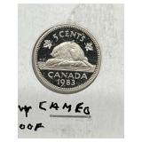 1983 Cdn Nickel- Heavy Cameo Proof