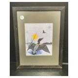 Framed Norman Knott Loon Print, 13x10 '