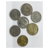 7 Belgium/greece Coins - Dated 1963-1986 As Noted