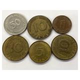 6 Germany Coins - Dated 1949-1985 As Noted