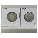 1888, 1900  Cdn Silver 25 Cents - Both G