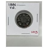 1886 Cdn Silver 25 Cents - Vg