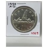 1955 Cdn Silver Dollar - Au