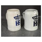 2 Salt Glaze Beer Steins
