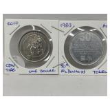 2 Tokens - 2010 Canadian Tire And 1983 Mcdonalds