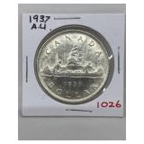 1937 Cdn Silver Dollar - Au