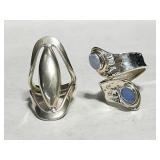 2x Sterling 925 Silver Statement Rings