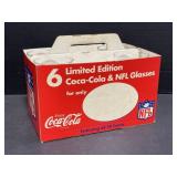 4 Coca-Cola Glasses and Vintage NFL Cardboard