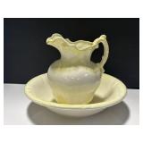 Yellow Ceramic Wash Basin & Pitcher