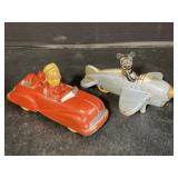 Vintage Sun Rubber Mickey Mouse Air Mail Plane &