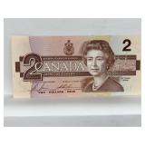 1986 Cdn $2 Bill- Bovin/ Thiessen - Gem