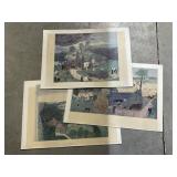 3 Unframed Prints - Folk Art Style by Moses
