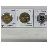 3 Cdn Coins - 2 X Loonies-2005 Terry Fox-no Grass-