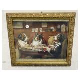 Framed Print - 3 Dogs Playing Poker, 13x15 '