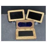 4 Small Wood Framed Stained Glass Pieces