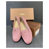 Designer Coach Pink Leather Loafers with Box