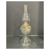 Pressed Glass Oil Lamp with Chimney, 19 ' tall