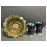 2 Grape Carnival Glass Tumblers and Millersburg