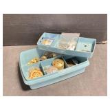 Costume Jewelry in Sectioned Plastic Storage