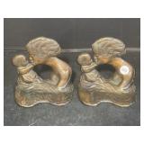 Vintage Metal Bookends - Mother Kissing Child