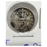1913 Great Britain Silver Three Pence