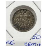 1916 France Silver 50 Centimes