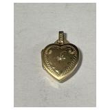 10 kt Gold Heart Shaped Locket with Etching &