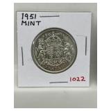1951 Cdn Silver 50 Cents - Mint
