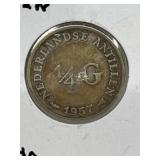 1957 Neth 1/4 Gulden Ant