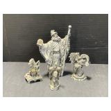6 ' Wizard Figure, 2 Dragon & 1 Wizard Pewter