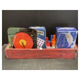 Record Player Clock, Dominoes, Walkie Talkie Set