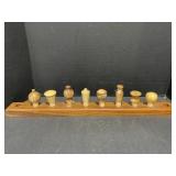 8 Custom Made Wine Bottle Stoppers in Stand