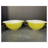 2 Pyrex Avocado Green Cinderella Handle Bowls