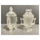 2 Pressed Glass Spooners with Lids