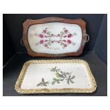 Glass & Wood Tray with Embroidered Detail,