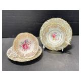 2 Paragon Teacups & Saucers - Interior Pattern